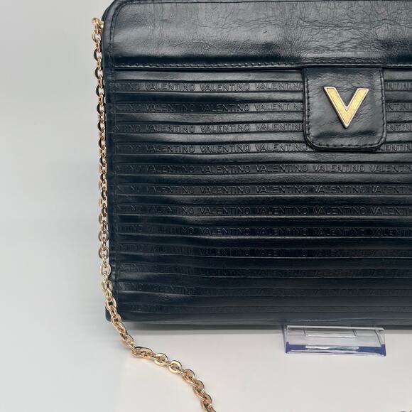 MARIO VALENTINO Leather Clutch or Crossbody Bag, Black, AUTHENTIC LUXURY - Picture 2 of 10